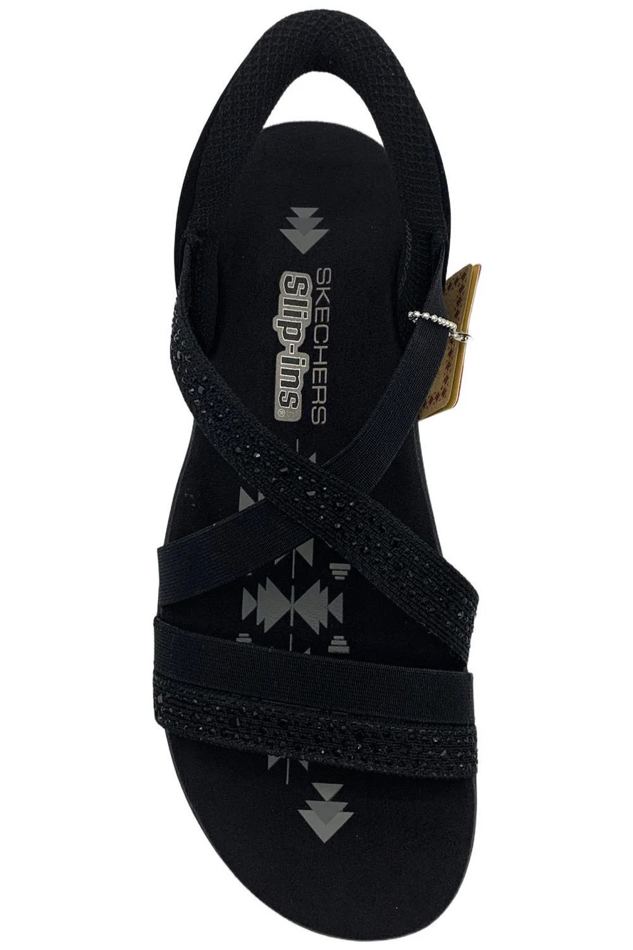 Skechers Women's Reggae Slim Summer Sparkle Sandals Black - Medium